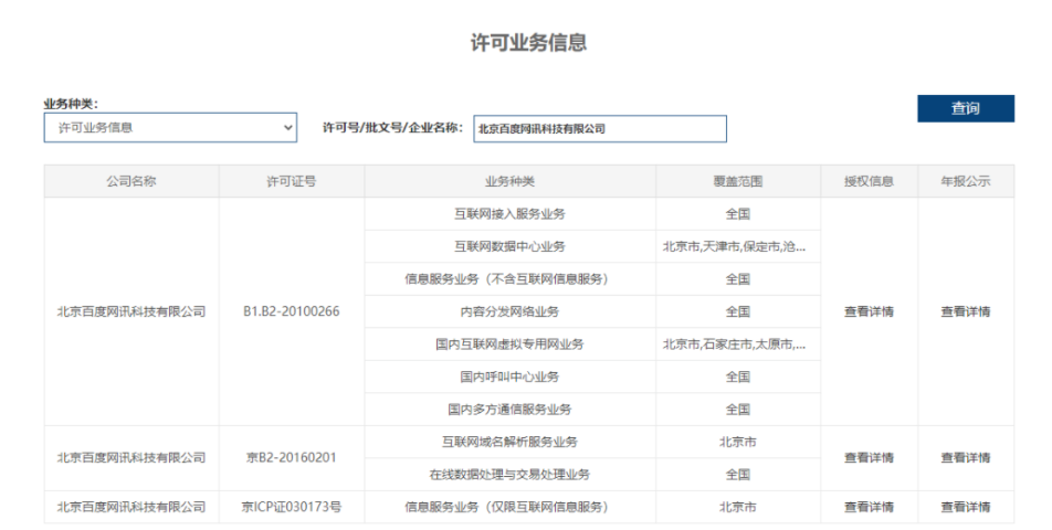 分享|百度办理了哪些增值电信业务经营许可证！(图1)